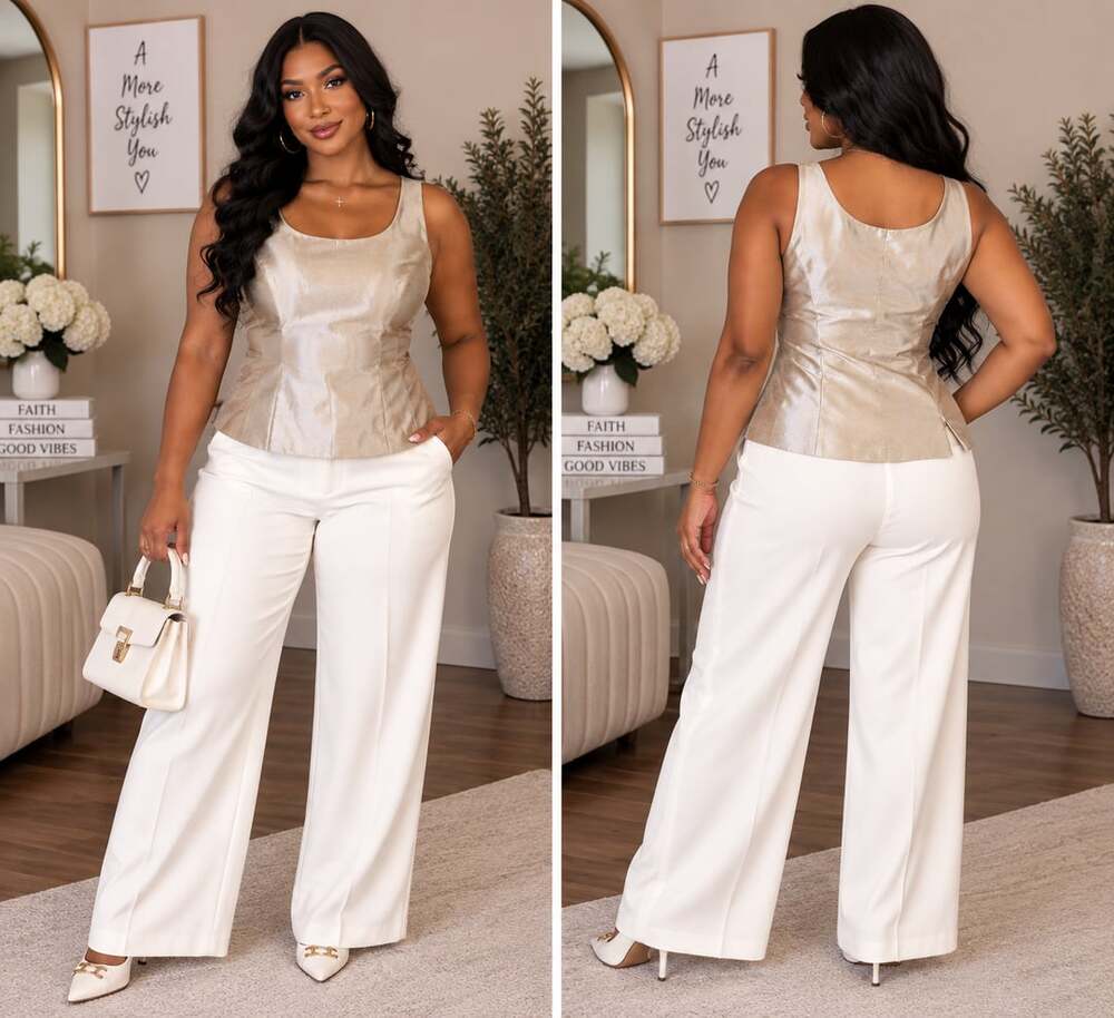 Jessica Howard Champagne Satin Evening Top Size 16 Formal Occasion